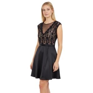 Betsy & Adam Size 14 Plus Formal Womens Dress Black Fit & Flare Wedding Guest